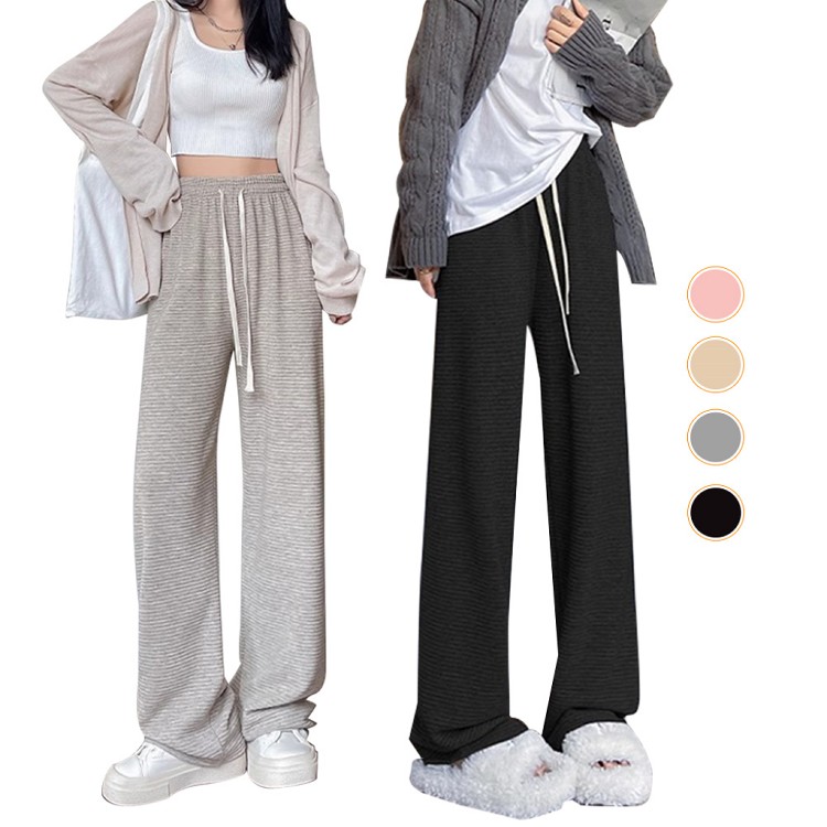 【QIDINA】秋冬質感百搭寬鬆顯瘦百搭保暖褲-J