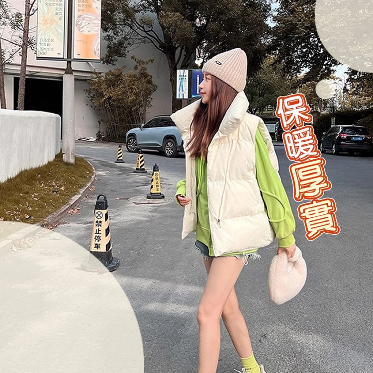 【QIDINA】秋冬必備百搭日系保暖厚背心-C