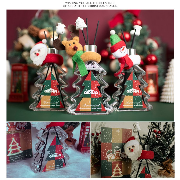 【QIDINA】聖誕狂歡硅藻土聖誕樹香氛擴香瓶