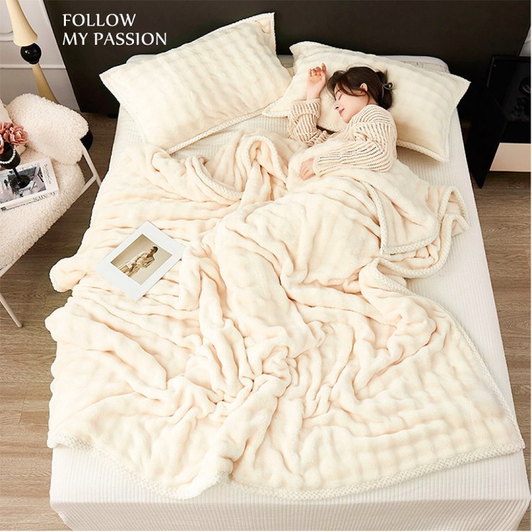 【QIDINA】仿兔毛超柔軟親膚保暖啵啵絨毯 棉被-B