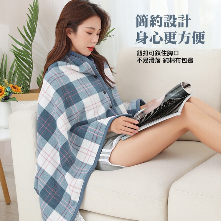 【QIDINA】冬季加絨保暖柔軟披肩毯可收納日式可收納加大冬季加絨保暖柔軟格紋披肩毯