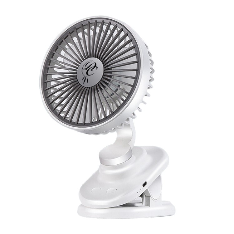 【QIDINA】低噪自動擺頭多檔調節充電夾扇小風扇-A