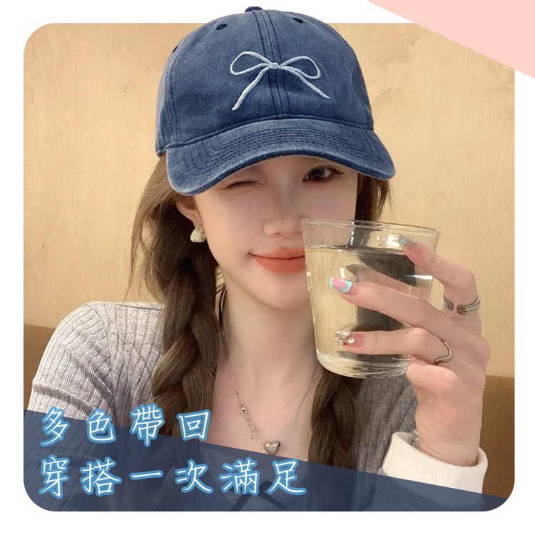 【QIDINA】韓系超百搭蝴蝶結減齡棒球帽-Z