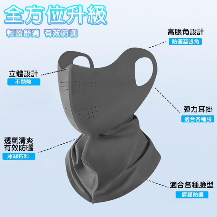 【QIDINA】高質感冰絲涼感透氣防曬面罩-A