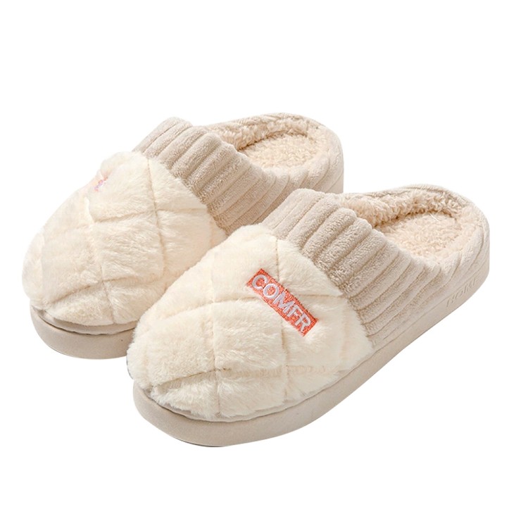 【QIDINA】軟Q厚底毛絨保暖解壓止滑拖鞋-C