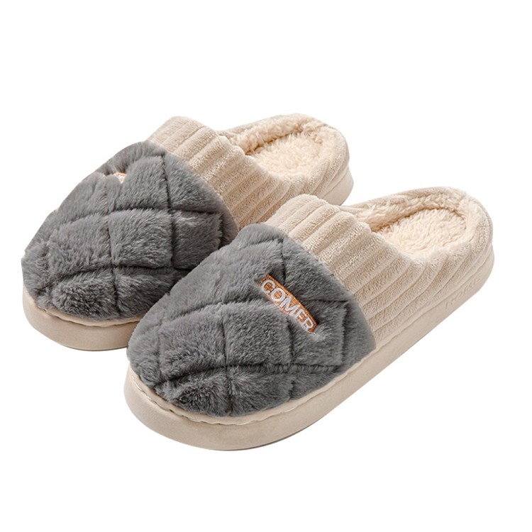 【QIDINA】軟Q厚底毛絨保暖解壓止滑拖鞋-C