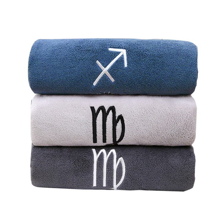 【QIDINA】珊瑚絨蓬鬆星座親膚超吸水浴巾-J