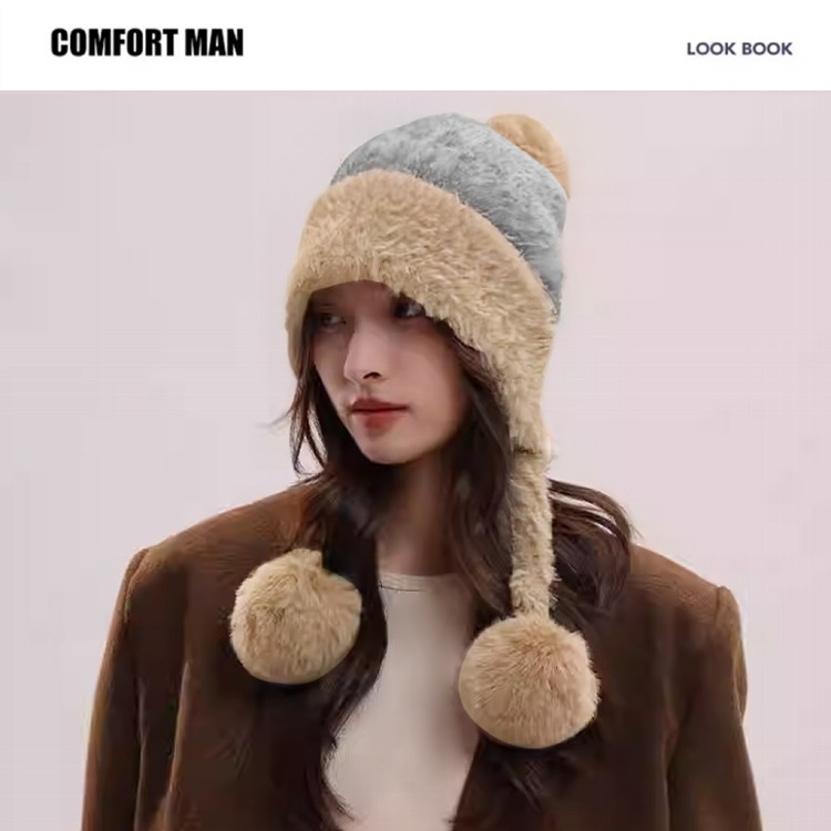 【QIDINA】超柔軟加厚毛線雙球保暖帽-2HD