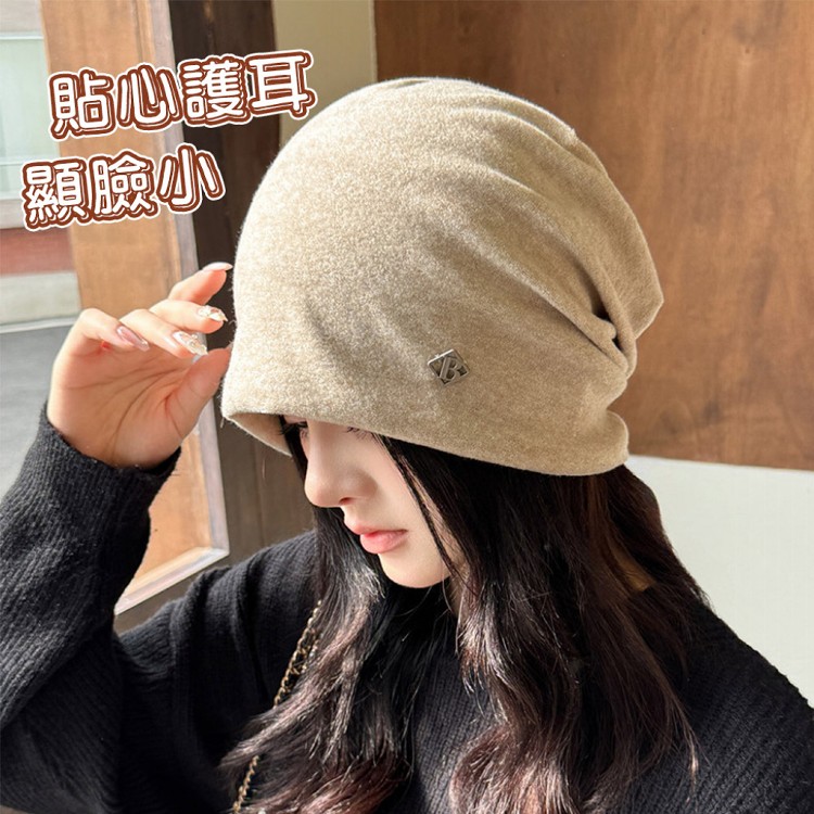 【QIDINA】韓版雙層內磨毛保暖堆堆帽-2HE