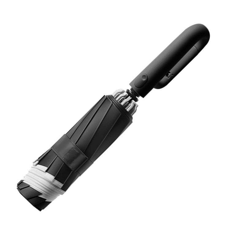 【QIDINA】反光條環扣反向黑膠摺疊自動傘-A