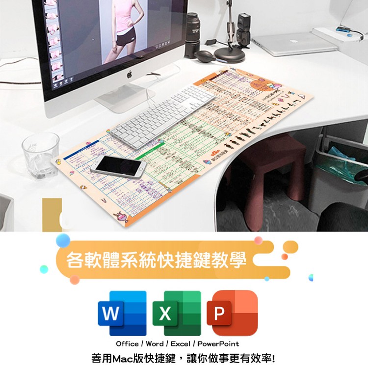 【QIDINA】獨創設計-質感MAC繁中快捷鍵滑鼠大桌墊
