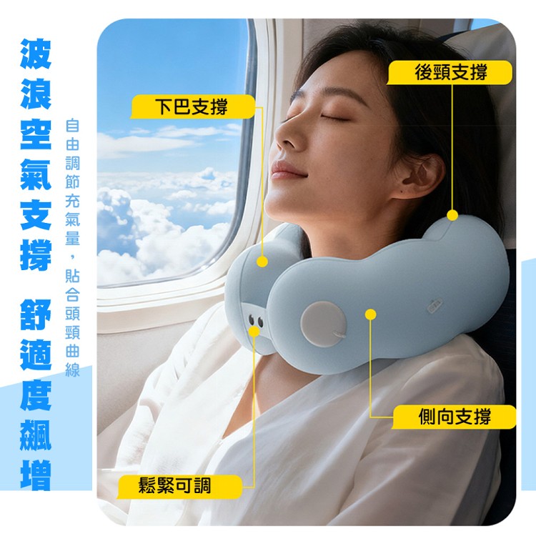 【QIDINA】不佔位放鬆頸枕腰枕充氣2件組(附收納袋)靠墊-F