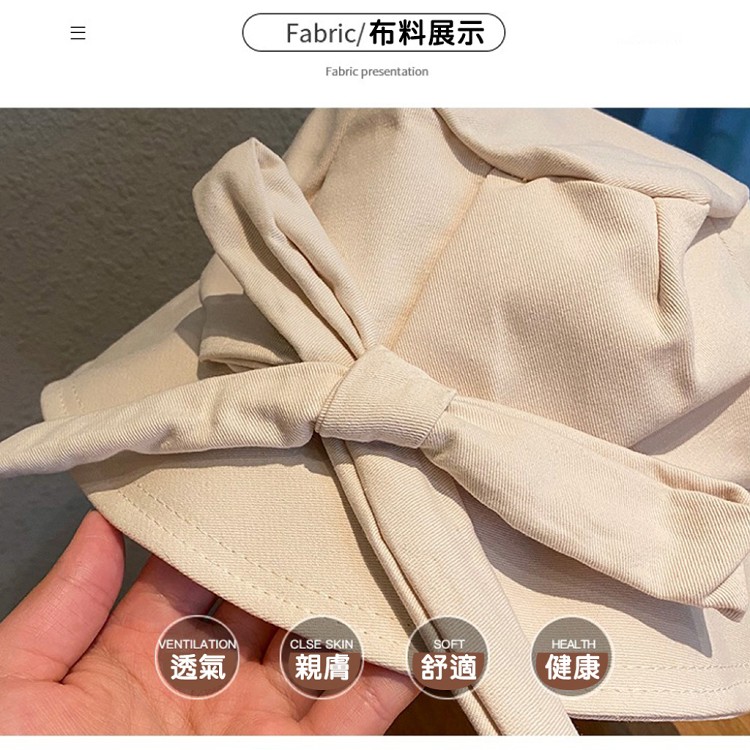 【QIDINA】韓版網紅遮臉蝴蝶結防曬小臉帽 漁夫帽-A