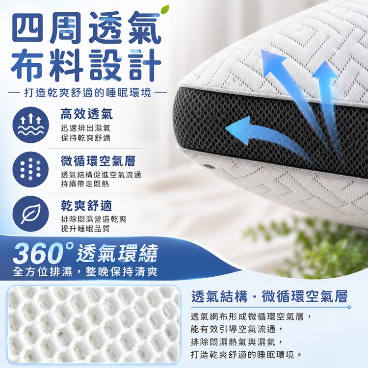 【QIDINA】MIT頂級破千熱銷專利石墨烯可水洗獨立筒枕頭飯店枕頭 SUD-J