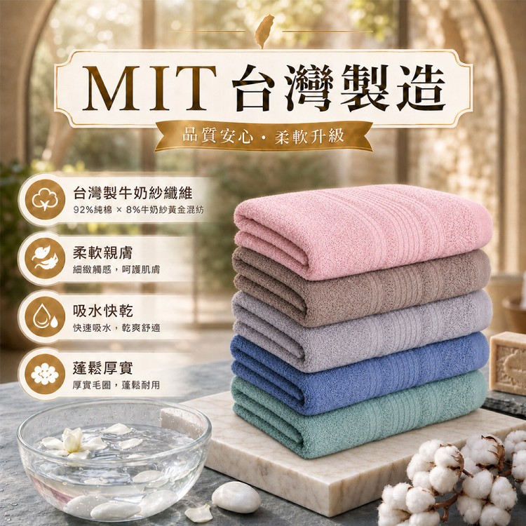【QIDINA】MIT厚磅加大牛奶紗棉柔軟毛巾-P