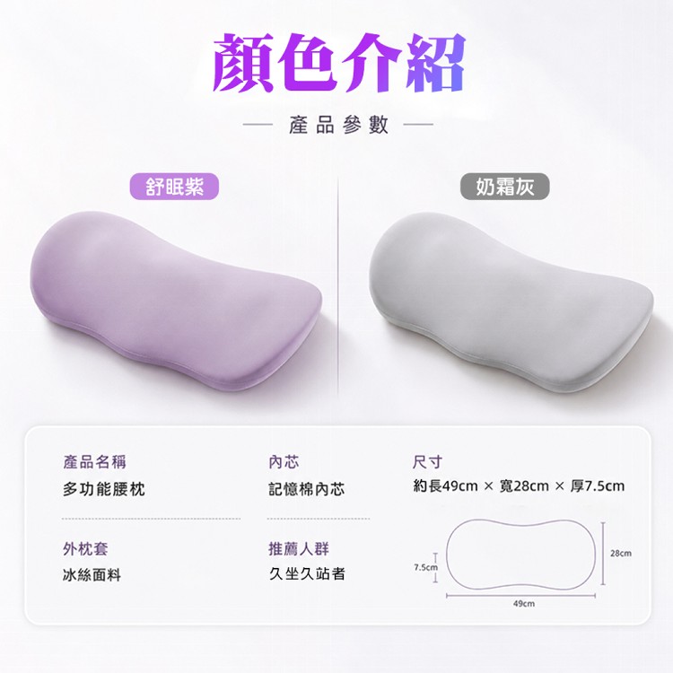 【QIDINA】慢回彈人體工學腰部舒睡枕-M