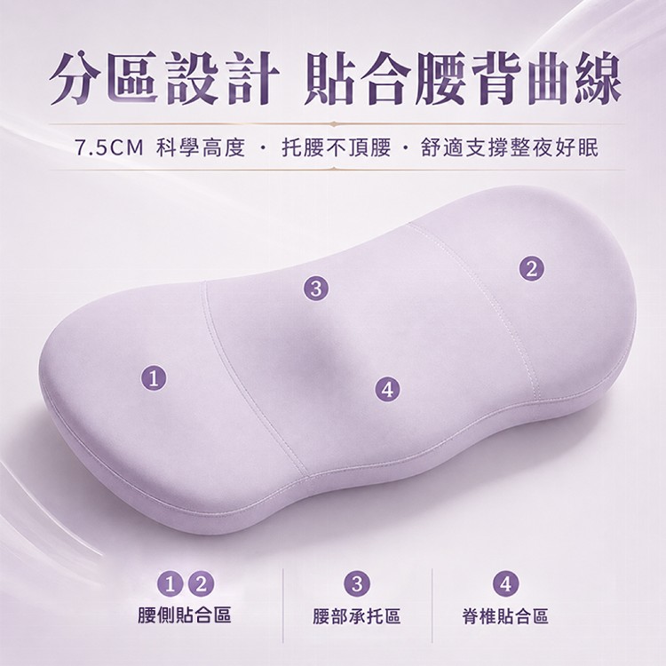 【QIDINA】慢回彈人體工學腰部舒睡枕-M