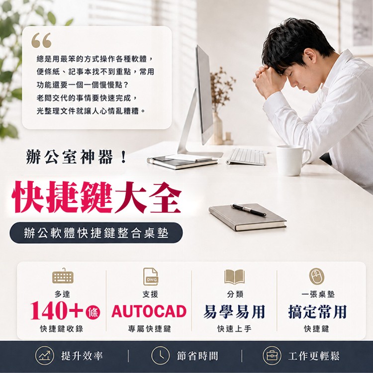 【QIDINA】獨創設計-CAD繁中快捷鍵滑鼠大桌墊(WIN/MAC通用款)