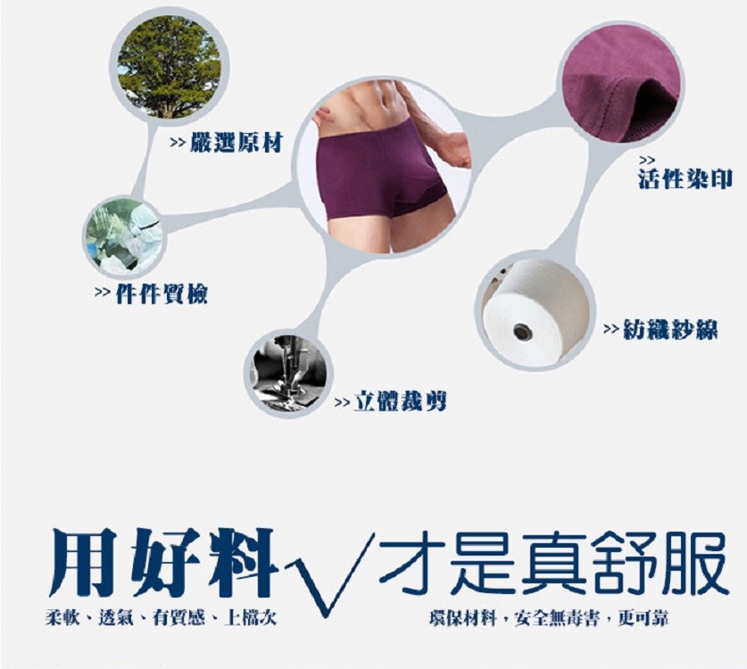 >>嚴選原材,活性染印,>件件質檢,>>紡織紗線,>>立體裁剪,用好料/オ是真舒服,柔軟、透氣、有質感、上檔次,環保材料,安全無毒害,更可靠。