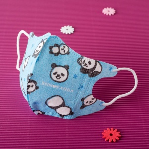 【台灣製－超立體3D口罩】 @兒童－藍色小熊貓@ SGS合格 一盒50片 高彈性耳帶