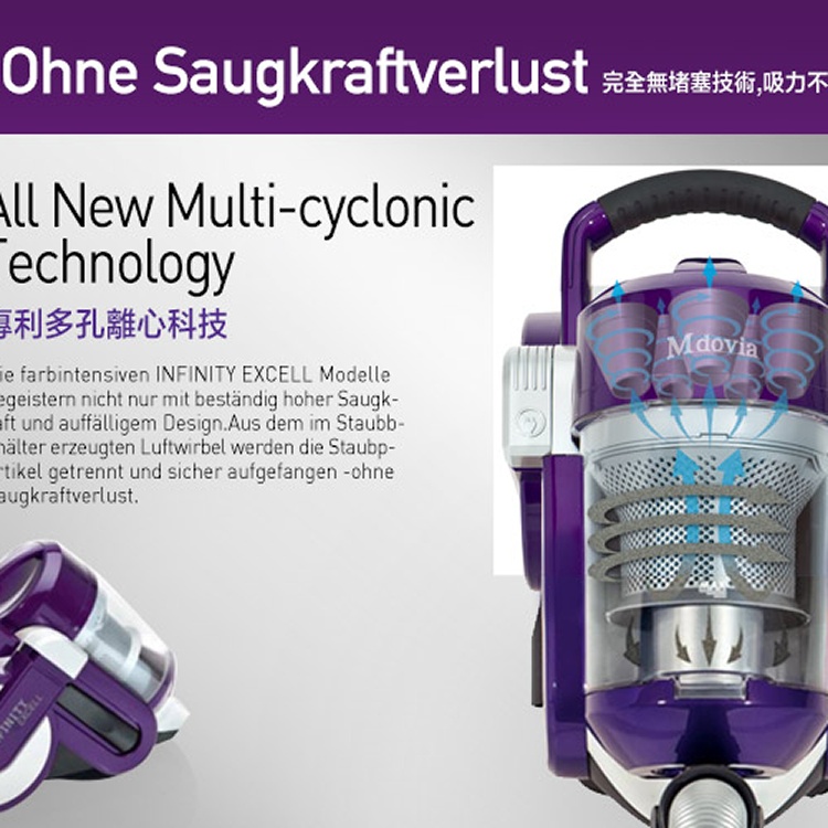 Mdovia Infinity Plus 奈米銀殺菌 Excell 吸力永不衰退吸塵器