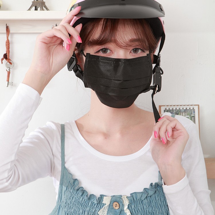 黑色口罩【雨晴牌－抗UV四層活性碳不織布口罩】◎成人－黑色◎防煙味廢棄味 無痛耳帶久戴不痛