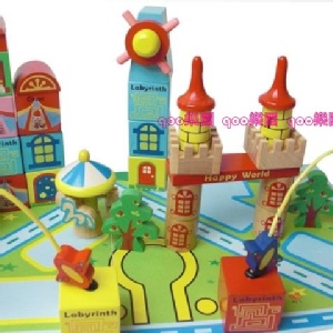 CE認證|全新遊樂園城市積木組38PCS(38件)模擬城市.附底墊.兒童樂園