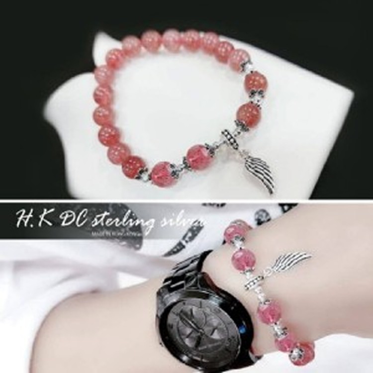 招人緣草莓晶翅膀雕花愛心唯美設計款手環