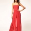 ASOS Wide Leg Jumpsuit In Chiffon-RED