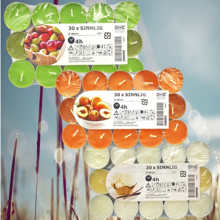 【IKEA】芳香小蠟燭-香草自然味/蘋果梨子味/桃子橘子味