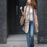 7208 ＊甜氛女孩 2013 粉豹紋拼接鎖鏈圍巾/絲巾/披肩 粉紅