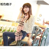 7200 粉格子 愛美小女人氣質百搭 圍巾.絲巾
