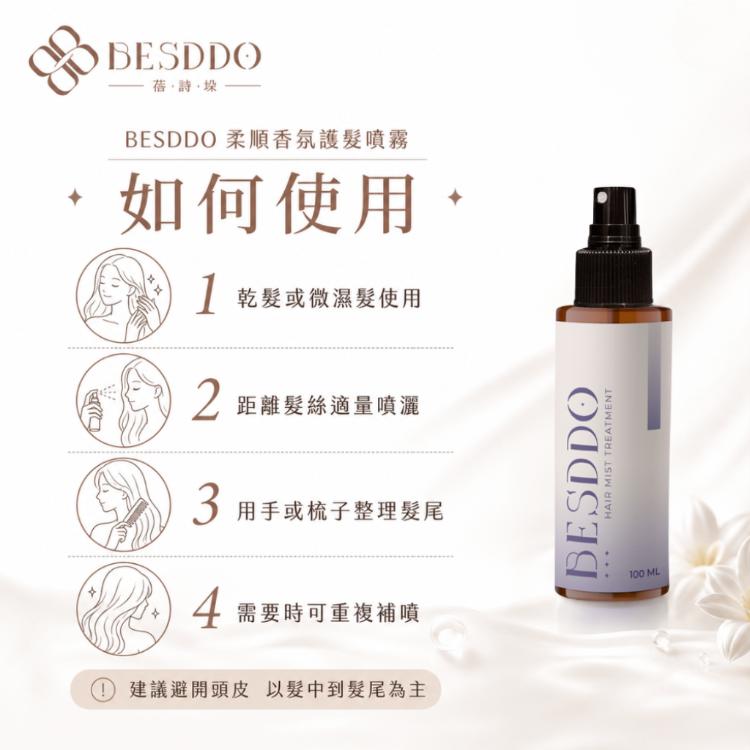 【BESDDO】柔順香氛護髮噴霧｜保濕修護護髮推薦 撫平毛躁 髮絲自然香