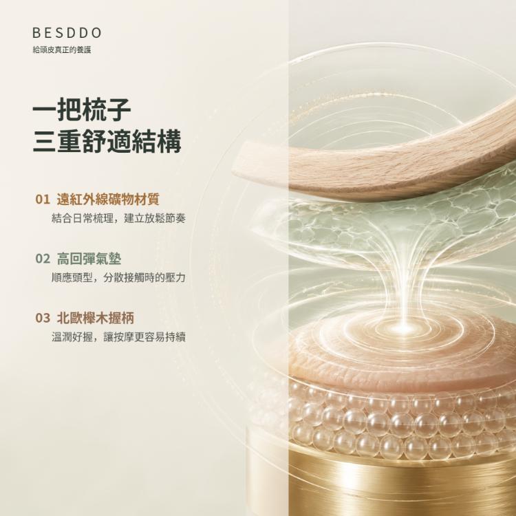 【BESDDO】24K金針 遠紅外線按摩梳｜頭皮按摩推薦 舒緩壓力 養髮梳