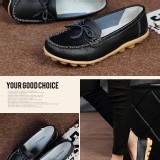 真皮牛筋底防滑豆豆休閒鞋