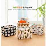 和風棉麻帶提手桌面收納籃