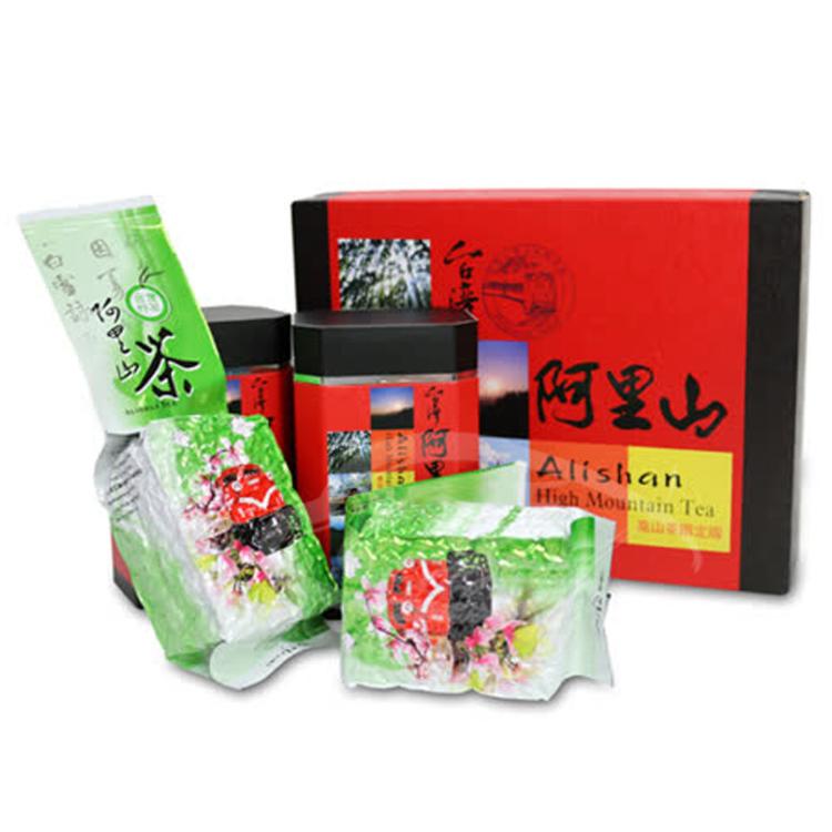 免運!1盒2罐 台灣茗茶 阿里山高山茶2入禮盒(附提袋) 4兩x2罐