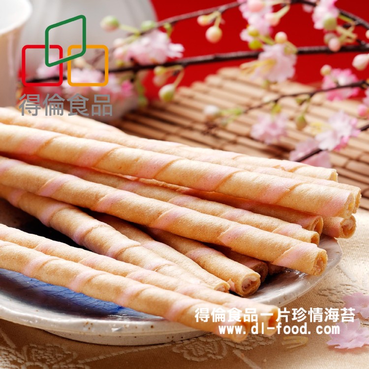 【得倫食品】哈皮捲心酥-草莓口味