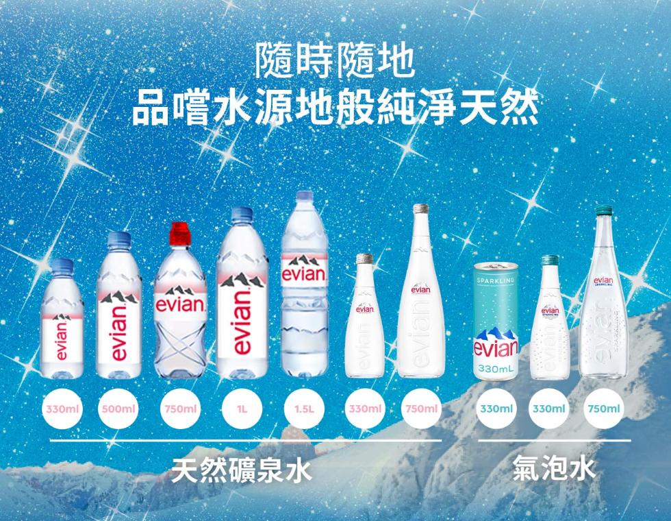 隨時隨地，品嚐水源地般純淨天然，天然礦泉水，氣泡水。