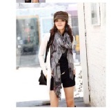 ㄚ妮 加厚絲巾海棠花棉麻披 (大)