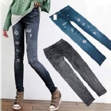 妮 彈力修身仿牛仔打底褲(胖m可穿多款挑)