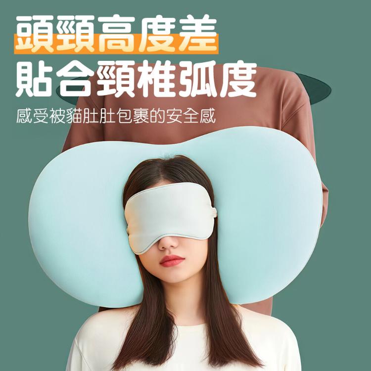 【CityStar】貓肚肚觸感記憶棉護頸枕 (藍色款)