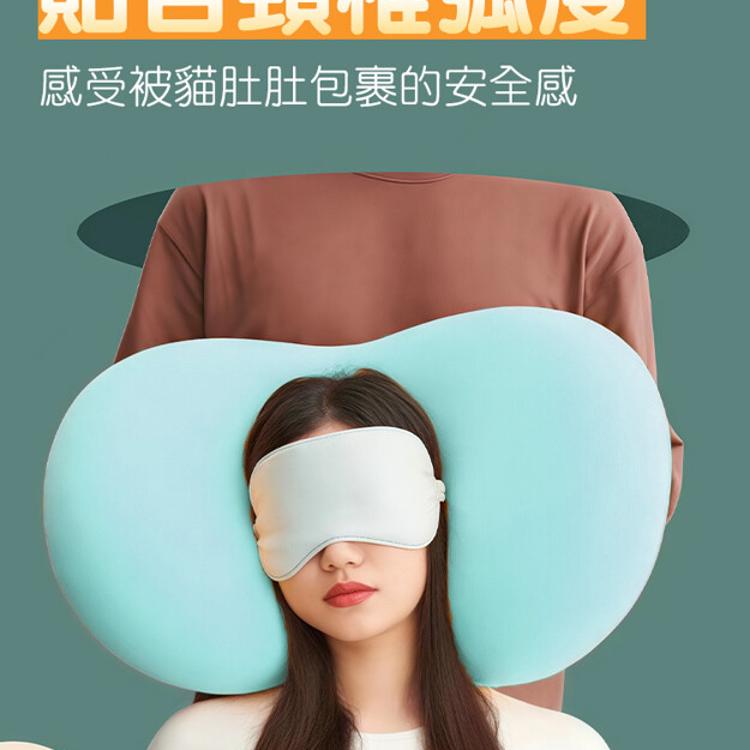 【CityStar】貓肚肚觸感記憶棉護頸枕 (藍色款)