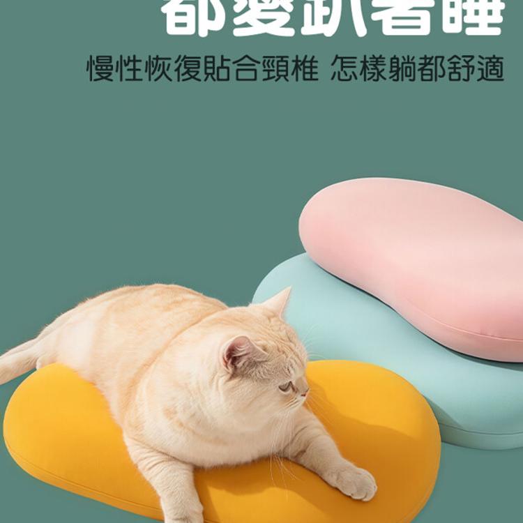【CityStar】貓肚肚觸感記憶棉護頸枕 (藍色款)