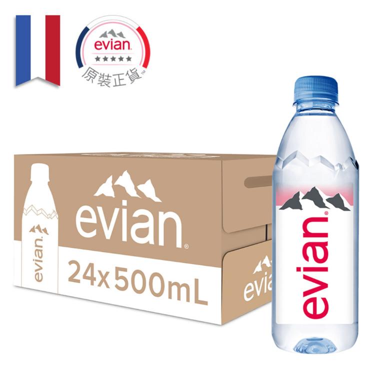 免運!【法國evian 依雲】天然礦泉水 ( 500ml / 24入 / PET ) 500ml/24入 (4箱96瓶,每瓶30.1元)