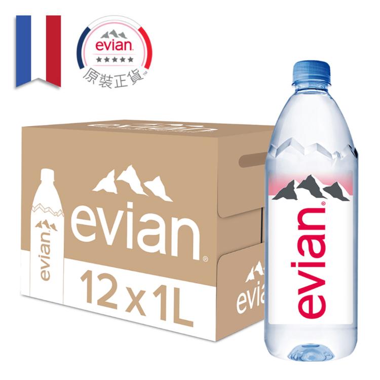 免運!【法國evian 依雲】1箱12瓶 天然礦泉水 ( 1000ml / 12入 / PET ) 1000ml/12入