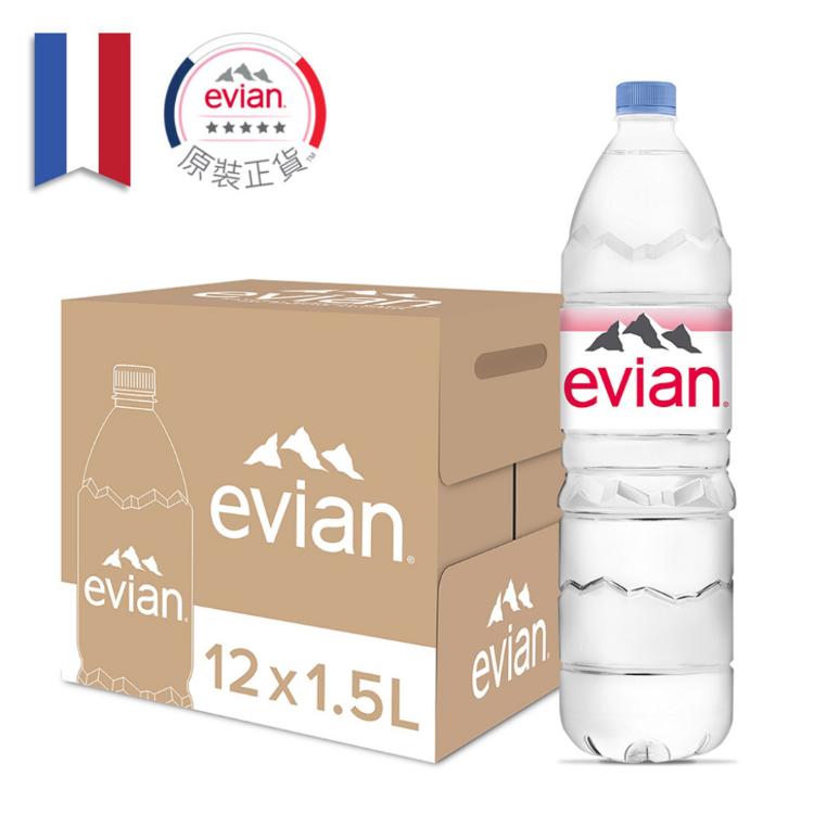 免運!【法國evian 依雲】1箱12瓶 天然礦泉水 ( 1500ml / 12入 / PET ) 1500ml/12入