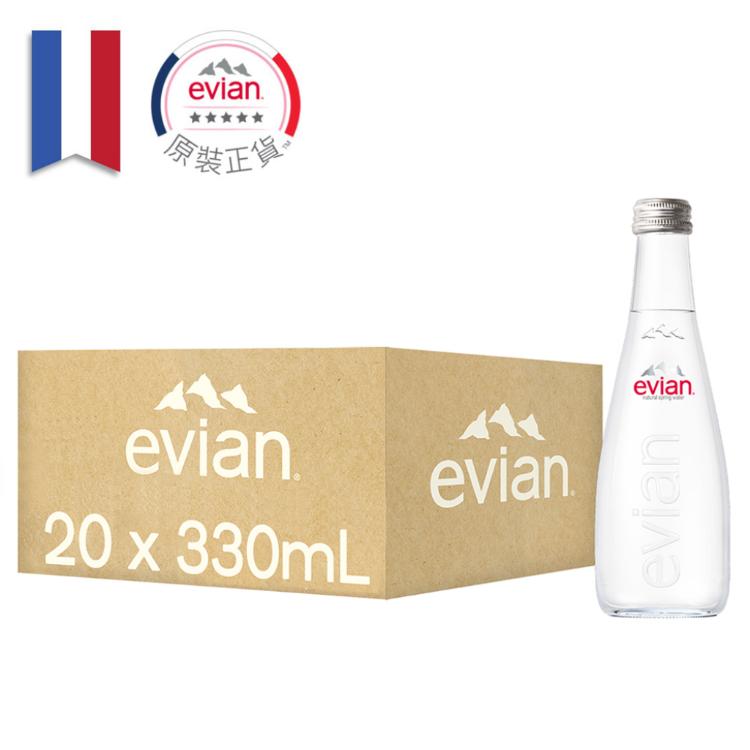 【法國evian 依雲】天然礦泉水 ( 330ml / 20入 / 玻璃瓶 )