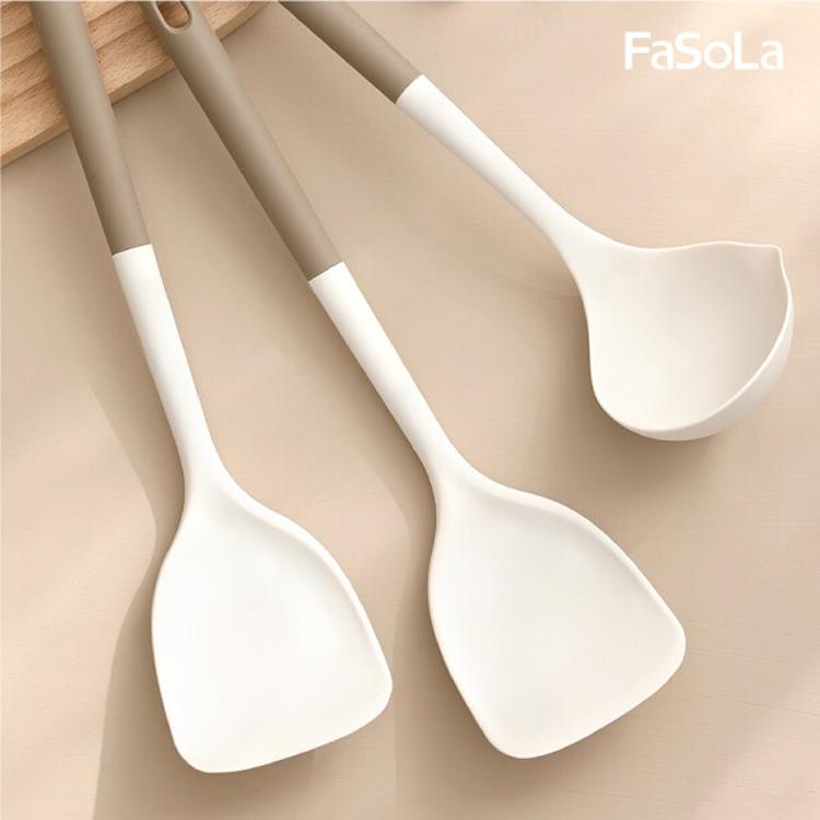 免運!FaSoLa 耐高溫矽膠廚具 鍋鏟 湯勺 37x9.3cm、145g、145g、135g、