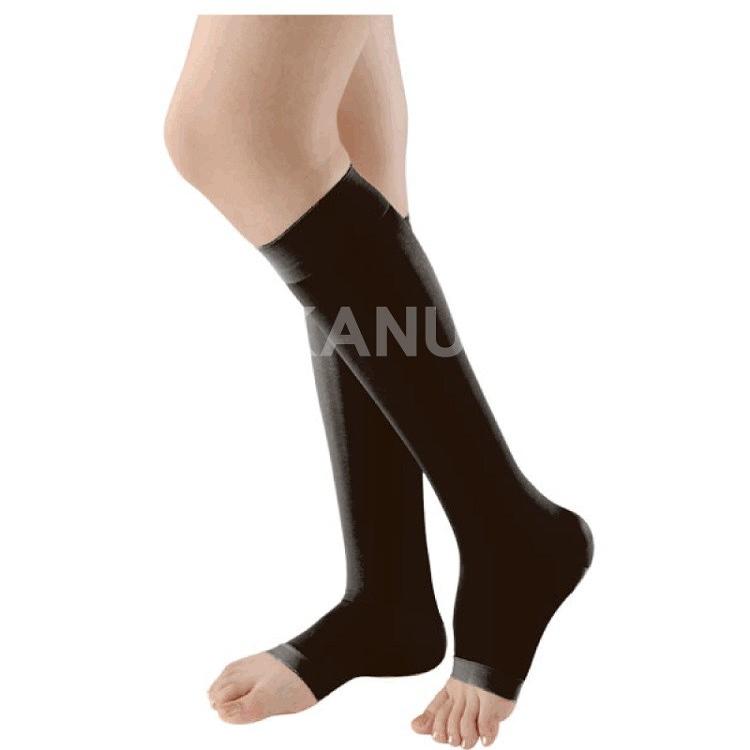 【YASCO】昭惠醫療漸進式彈性襪x1雙 (小腿襪-露趾-黑色)